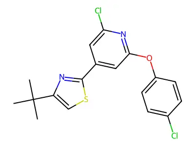 4-(Tert-butyl)-2-[2-chloro-6-(4-chlorophenoxy)-4-pyridyl]-1,3-thiazole structure