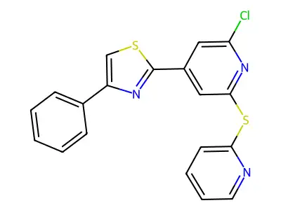 2-[2-Chloro-6-(2-pyridylthio)-4-pyridyl]-4-phenyl-1,3-thiazole structure