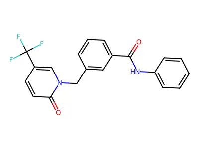 3-[[2-oxo-5-(trifluoromethyl)pyridin-1-yl]methyl]-N-phenylbenzamide structure