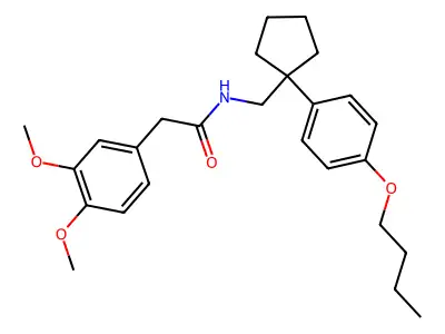 N-[[1-(4-butoxyphenyl)cyclopentyl]methyl]-2-(3,4-dimethoxyphenyl)acetamide structure