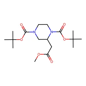 DI-Tert-butyl (R)-2-(2-methoxy-2-oxoethyl)piperazine-1,4-dicarboxylate structure