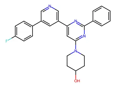 1-[6-[5-(4-Fluorophenyl)-3-pyridinyl]-2-phenylpyrimidin-4-yl]piperidin-4-ol structure
