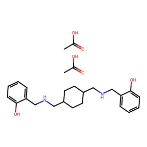 1,4-Cyclohexanebis(methylamine), N,N'-bis(2-hydroxybenzyl)-, diacetate structure
