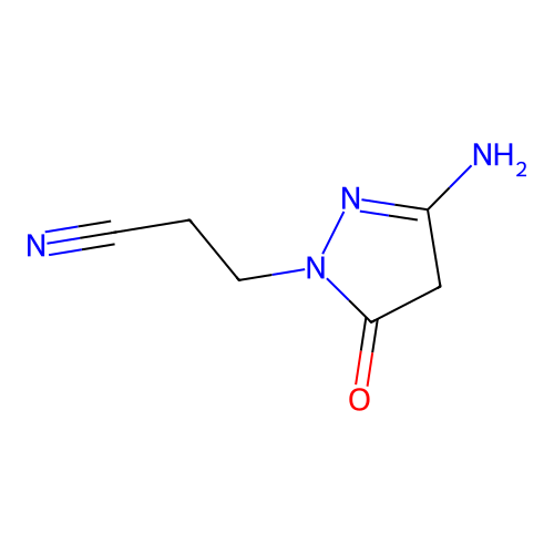 1H-Pyrazole-1-propanenitrile, 3-amino-4,5-dihydro-5-oxo- structure