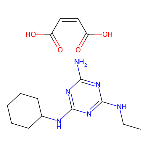 Melamine, N(sup 2)-cyclohexyl-N(sup 4)-ethyl-, maleate (1:1) structure