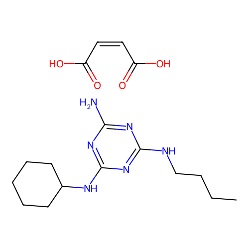 Melamine, N(sup 2)-butyl-N(sup 4)-cyclohexyl-, maleate (1:1) structure