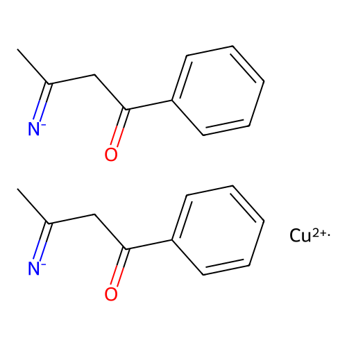 Copper bis((4-oxo-4-phenylbutan-2-ylidene)azanide) structure