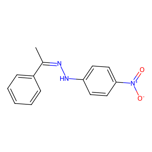Acetophenone 4-nitrophenylhydrazone structure
