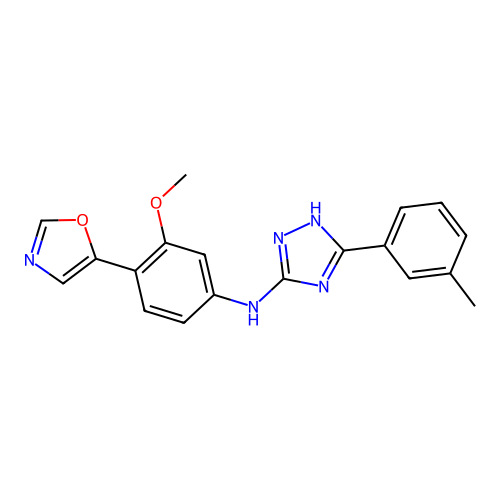 N-(3-methoxy-4-(oxazol-5-yl)phenyl)-3-(m-tolyl)-1H-1,2,4-triazol-5-amine structure