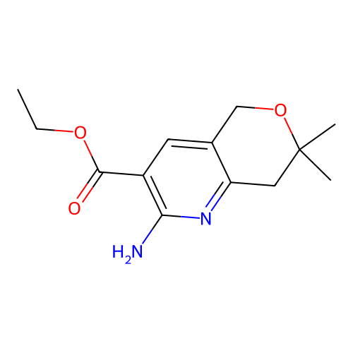 Ethyl 2-amino-7,7-dimethyl-7,8-dihydro-5H-pyrano[4,3-b]pyridine-3-carboxylate structure