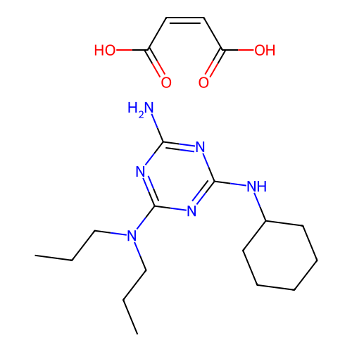Melamine, N(sup 4)-cyclohexyl-N(sup 2),N(sup 2)-dipropyl-, maleate (1:1) structure