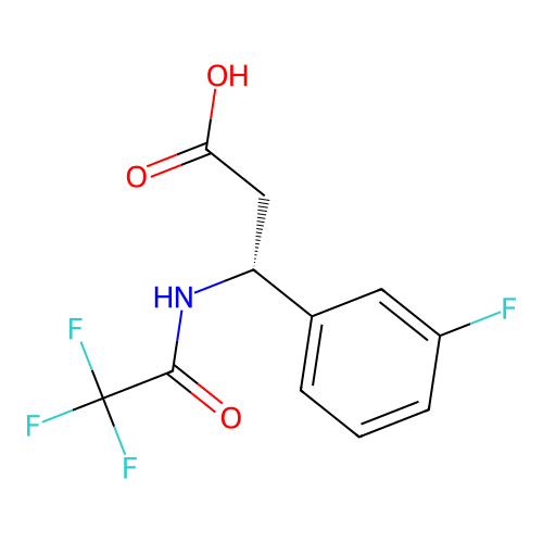 (3R)-3-(3-fluorophenyl)-3-(2,2,2-trifluoroacetamido)propanoic acid structure