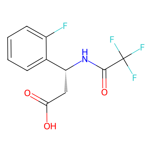 (3R)-3-(2-fluorophenyl)-3-(2,2,2-trifluoroacetamido)propanoic acid structure