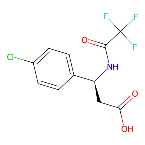 (3S)-3-(4-chlorophenyl)-3-(2,2,2-trifluoroacetamido)propanoic acid structure