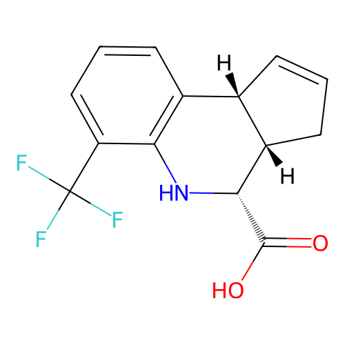 rac-(3aR,4S,9bS)-6-(trifluoromethyl)-3H,3aH,4H,5H,9bH-cyclopenta[c]quinoline-4-carboxylic acid structure