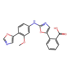 2-[2-[[3-Methoxy-4-(5-oxazolyl)phenyl]amino]-5-oxazolyl]benzoic acid structure