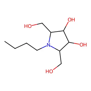 (2R,3R,4R,5R)-1-butyl-2,5-bis(hydroxymethyl)pyrrolidine-3,4-diol structure