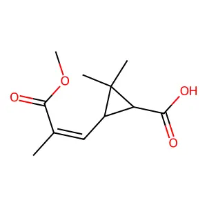 [1R,(+)]-3alpha-[(E)-2-Methoxycarbonyl-1-propenyl]-2,2-dimethylcyclopropanecarboxylic acid structure