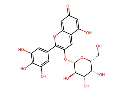 5-hydroxy-3-[(2S,3R,4S,5R,6R)-3,4,5-trihydroxy-6-(hydroxymethyl)oxan-2-yl]oxy-2-(3,4,5-trihydroxyphenyl)chromen-7-one structure