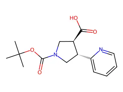 Boc-trans-4-(2-pyridinyl)-pyrrolidine-3-carboxylic acid structure