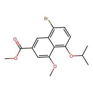2-Naphthalenecarboxylic acid, 8-bromo-4-methoxy-5-(1-methylethoxy)-, methyl ester structure