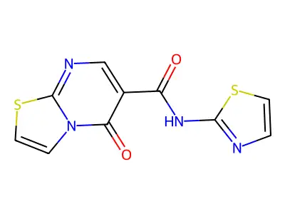 5-oxo-N-(1,3-thiazol-2-yl)-5H-[1,3]thiazolo[3,2-a]pyrimidine-6-carboxamide structure