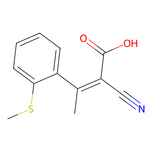 2-Cyano-3-(2-methylsulfanylphenyl)but-2-enoic acid structure