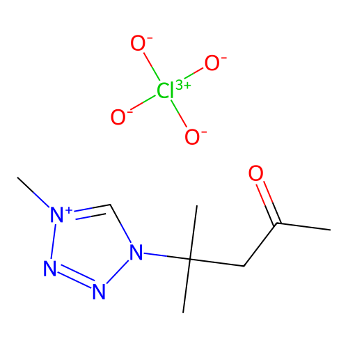 1-(2-Methylpentan-4-on-2-yl)-4-methyltetrazolium perchlorate structure