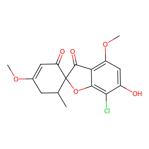 Spiro[benzofuran-2(3H),1'-[3]cyclohexene]-2',3-dione, 7-chloro-6-hydroxy-4,4'-dimethoxy-6'-methyl- structure