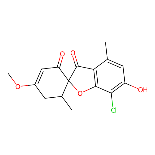 Spiro[benzofuran-2(3H),1'-[3]cyclohexene]-2',3-dione, 7-chloro-6-hydroxy-4'-methoxy-4,6'-dimethyl- structure