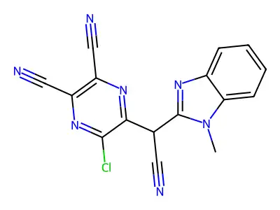 5-Chloro-6-(cyano(1-methyl-1H-benzo[d]imidazol-2-yl)methyl)pyrazine-2,3-dicarbonitrile structure