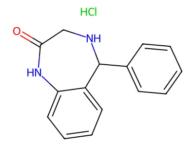 (R,S)-1,3,4,5-Tetrahydro-5-phenyl-2H-1,4-benzodiazepin-2-one hydrochloride structure