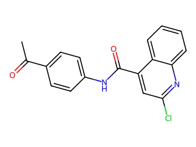 N-(4-acetylphenyl)-2-chloroquinoline-4-carboxamide structure