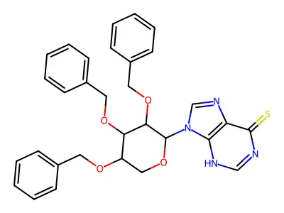 9-(2,3,4-Tri-O-benzylpentopyranosyl)-9H-purine-6-thiol structure