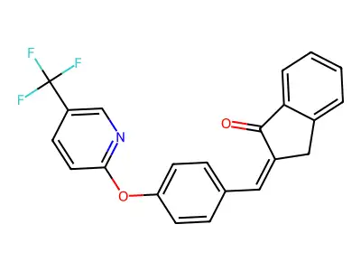 2-[(Z)-(4-{[5-(trifluoromethyl)-2-pyridinyl]oxy}phenyl)methylidene]-1H-inden-1(3H)-one structure