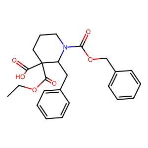 2-Benzyl-3-ethoxycarbonyl-1-phenylmethoxycarbonylpiperidine-3-carboxylic acid structure