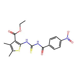 Ethyl 4,5-dimethyl-2-[(4-nitrobenzoyl)carbamothioylamino]thiophene-3-carboxylate structure