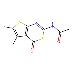 N-(5,6-dimethyl-4-oxo-4H-thieno[2,3-d][1,3]thiazin-2-yl)acetamide structure