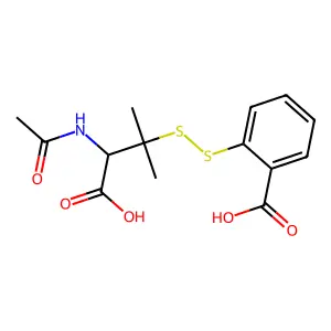 Benzoic acid, o-((2-acetamido-2-carboxy-1,1-dimethylethyl)dithio)-, DL- structure