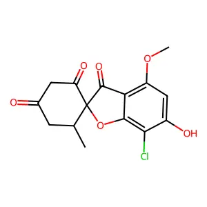 Spiro[benzofuran-2(3H),1'-cyclohexane]-2',3,4'-trione, 7-chloro-6-hydroxy-4-methoxy-6'-methyl- structure