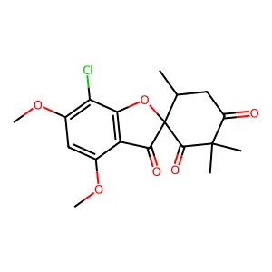 Spiro[benzofuran-2(3H),1'-cyclohexane]-2',3,4'-trione, 7-chloro-4,6-dimethoxy-3',3',6'-trimethyl- structure