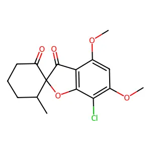 Spiro[benzofuran-2(3H),1'-cyclohexane]-2',3-dione, 7-chloro-4,6-dimethoxy-6'-methyl- structure