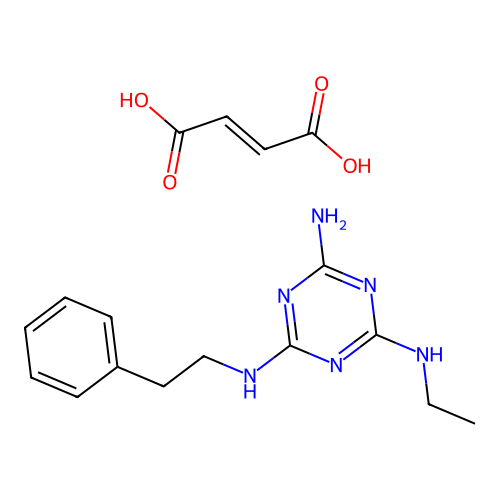 Melamine, N(sup 2)-ethyl-N(sup 4)-phenethyl-, maleate (1:1) structure