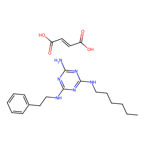 Melamine, N(sup 2)-hexyl-N(sup 4)-phenethyl-, maleate (1:1) structure