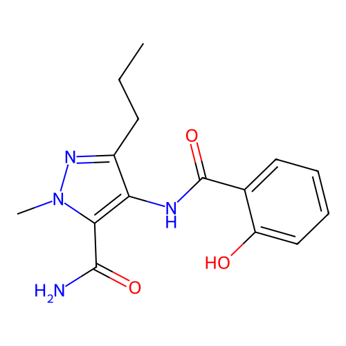 4-[(2-Hydroxybenzoyl)amino]-1-methyl-3-propyl-1H-pyrazole-5-carboxamide structure