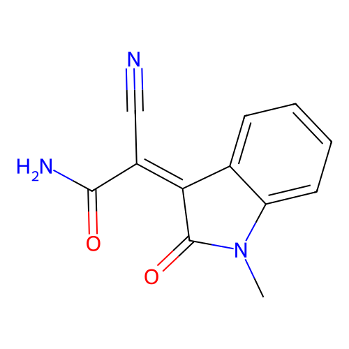 2-Cyano-2-(1-methyl-2-oxobenzo[d]azolin-3-ylidene)acetamide structure