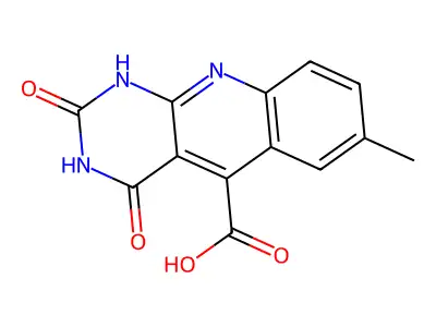 7-methyl-2,4-dioxo-1H-pyrimido[4,5-b]quinoline-5-carboxylic acid structure