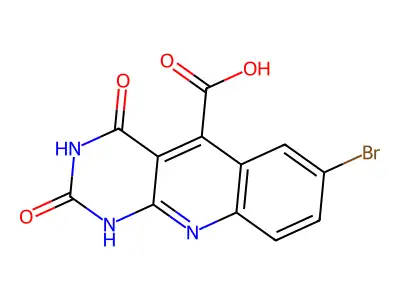 7-bromo-2,4-dioxo-1H-pyrimido[4,5-b]quinoline-5-carboxylic acid structure