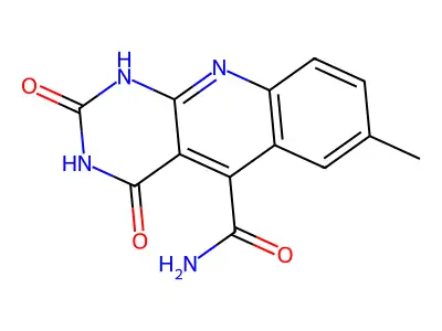 7-methyl-2,4-dioxo-1H-pyrimido[4,5-b]quinoline-5-carboxamide structure