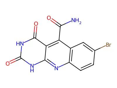 7-bromo-2,4-dioxo-1H-pyrimido[4,5-b]quinoline-5-carboxamide structure